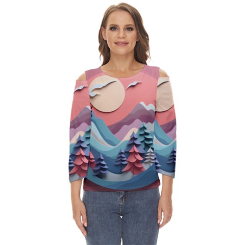 Paper Art Pastel Cut Out Wide Sleeve Top by Vaneshop