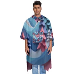Paper Art Pastel Men s Hooded Rain Ponchos by Vaneshop