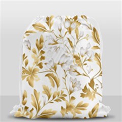 Flowers Gold Floral Drawstring Bag (small) by Vaneshop