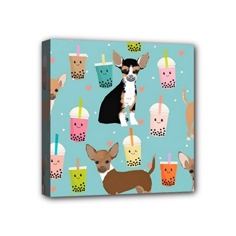 Chihuahua Bubble Kawaii Boba Tea Cute Dog Mini Canvas 4  X 4  (stretched) by Wav3s
