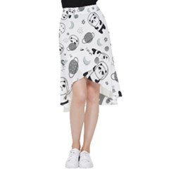 Panda Floating In Space And Star Frill Hi Low Chiffon Skirt by Wav3s