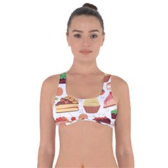 Seamless Pattern Hand Drawing Cartoon Dessert And Cake Got No Strings Sports Bra by Wav3s