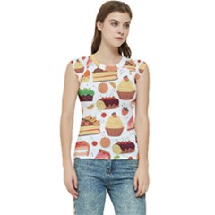 Seamless Pattern Hand Drawing Cartoon Dessert And Cake Women s Raglan Cap Sleeve Tee by Wav3s