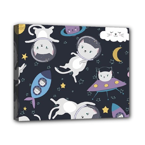 Space Cat Illustration Pattern Astronaut Canvas 10  X 8  (stretched) by Wav3s