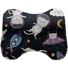Space Cat Illustration Pattern Astronaut Head Support Cushion by Wav3s