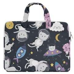 Space Cat Illustration Pattern Astronaut Macbook Pro 16  Double Pocket Laptop Bag  by Wav3s