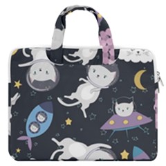 Space Cat Illustration Pattern Astronaut Macbook Pro 13  Double Pocket Laptop Bag by Wav3s