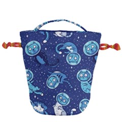 Cat Spacesuit Space Suit Astronaut Pattern Drawstring Bucket Bag by Wav3s