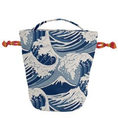 Japanese Wave Pattern Drawstring Bucket Bag by Wav3s