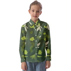 Cute Dinosaur Pattern Kids  Long Sleeve Shirt by Wav3s