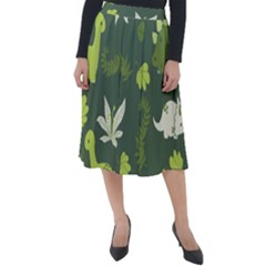 Cute Dinosaur Pattern Classic Velour Midi Skirt  by Wav3s