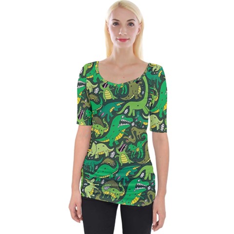 Dino Kawaii Wide Neckline Tee by Wav3s