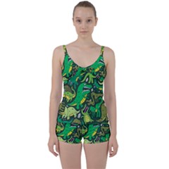 Dino Kawaii Tie Front Two Piece Tankini by Wav3s