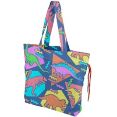 Dinosaur Pattern Drawstring Tote Bag by Wav3s