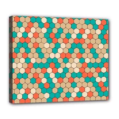 Multicolored Honeycomb Colorful Abstract Geometry Deluxe Canvas 24  X 20  (stretched) by Vaneshop