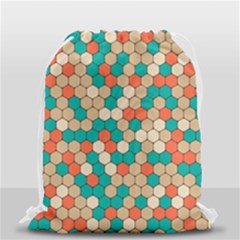 Multicolored Honeycomb Colorful Abstract Geometry Drawstring Bag (small) by Vaneshop