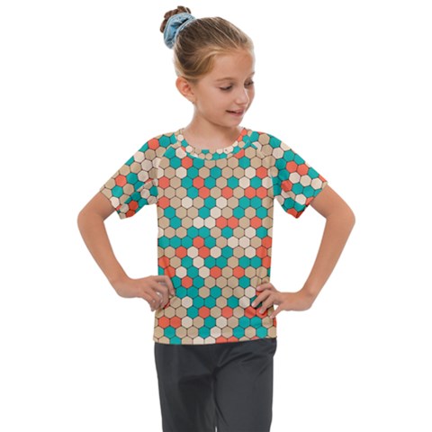 Multicolored Honeycomb Colorful Abstract Geometry Kids  Mesh Piece Tee by Vaneshop