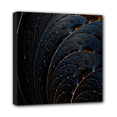 Abstract Dark Shine Structure Fractal Golden Mini Canvas 8  X 8  (stretched) by Vaneshop