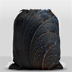 Abstract Dark Shine Structure Fractal Golden Drawstring Bag (small) by Vaneshop