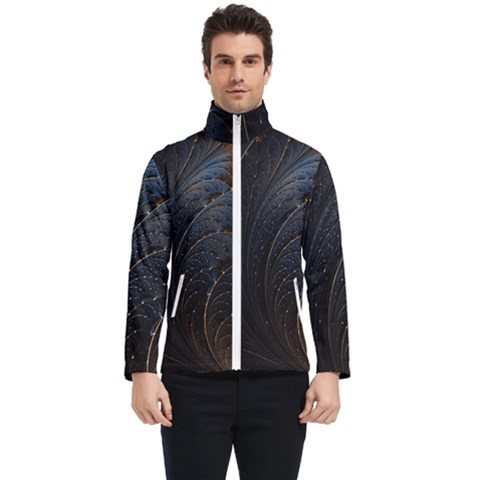 Abstract Dark Shine Structure Fractal Golden Men s Bomber Jacket by Vaneshop