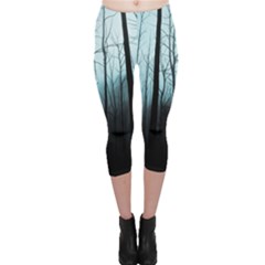 Tree Night Dark Forest Capri Leggings  by Vaneshop
