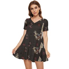 Vintage Tattoos Nautical Tiered Short Sleeve Babydoll Dress by Vaneshop