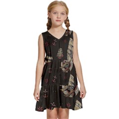 Vintage Tattoos Nautical Kids  Sleeveless Tiered Mini Dress by Vaneshop