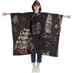 Vintage Tattoos Nautical Women s Hooded Rain Ponchos by Vaneshop