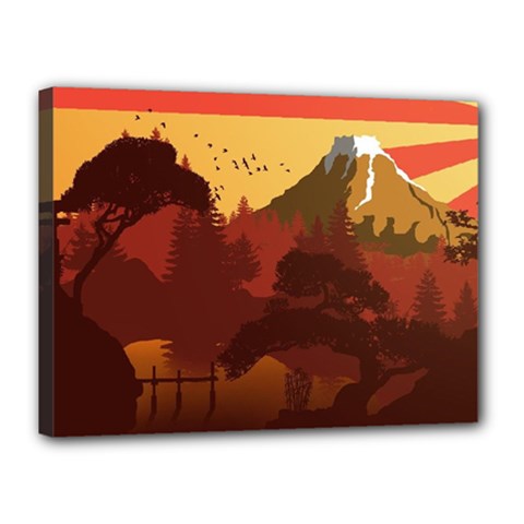 Japan Art Illustration Canvas 16  X 12  (stretched) by Grandong