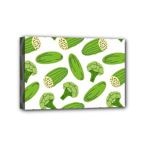 Vegetable Pattern With Composition Broccoli Mini Canvas 6  X 4  (stretched) by Grandong