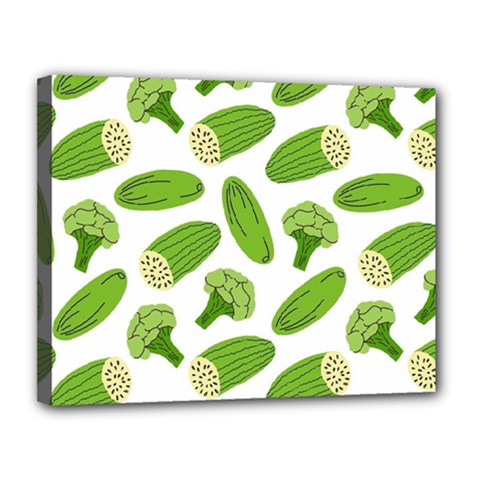 Vegetable Pattern With Composition Broccoli Canvas 14  X 11  (stretched) by Grandong