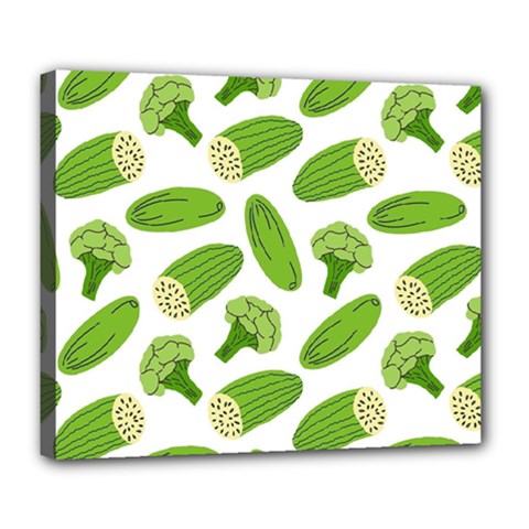 Vegetable Pattern With Composition Broccoli Deluxe Canvas 24  X 20  (stretched) by Grandong