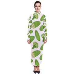 Vegetable Pattern With Composition Broccoli Turtleneck Maxi Dress by Grandong