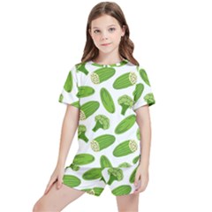 Vegetable Pattern With Composition Broccoli Kids  Tee And Sports Shorts Set by Grandong