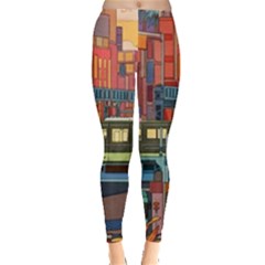 The City Style Bus Fantasy Architecture Art Leggings  by Grandong
