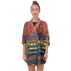The City Style Bus Fantasy Architecture Art Half Sleeve Chiffon Kimono by Grandong