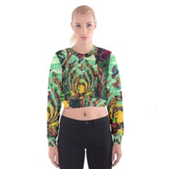 Monkey Tiger Bird Parrot Forest Jungle Style Cropped Sweatshirt by Grandong