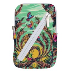 Monkey Tiger Bird Parrot Forest Jungle Style Belt Pouch Bag (large) by Grandong