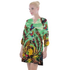 Monkey Tiger Bird Parrot Forest Jungle Style Open Neck Shift Dress by Grandong