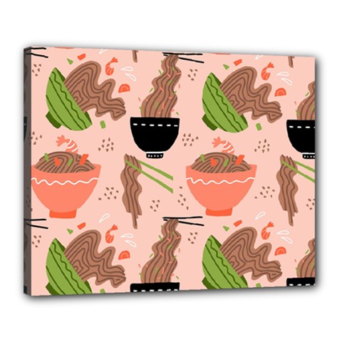 Japanese Street Food Soba Noodle In Bowl Canvas 20  X 16  (stretched) by Cowasu