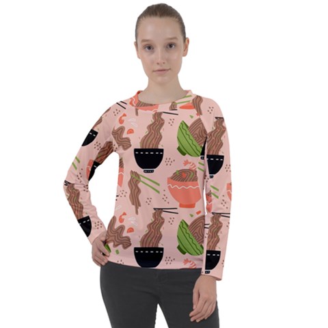 Japanese Street Food Soba Noodle In Bowl Women s Long Sleeve Raglan Tee by Cowasu
