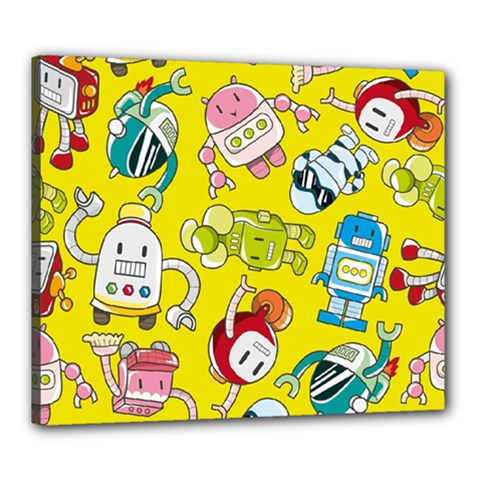 Robot Pattern Lego Canvas 24  X 20  (stretched) by Cowasu