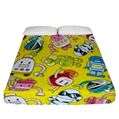Robot Pattern Lego Fitted Sheet (california King Size) by Cowasu