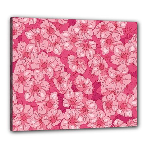 Cute Pink Sakura Flower Pattern Canvas 24  X 20  (stretched) by Cowasu