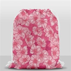 Cute Pink Sakura Flower Pattern Drawstring Bag (small) by Cowasu