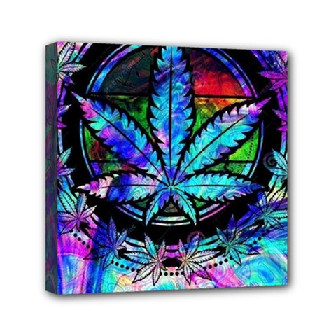 Cannabis Psychedelic Mini Canvas 6  X 6  (stretched) by Cowasu