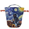 Starry Surreal Psychedelic Astronaut Space Drawstring Bucket Bag View2
