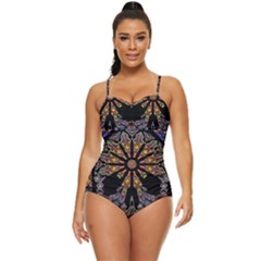 Skull Death Mosaic Artwork Stained Glass Retro Full Coverage Swimsuit by Cowasu