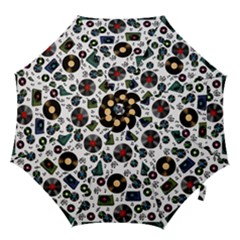 Records Vinyl Seamless Background Hook Handle Umbrellas (small) by Bangk1t