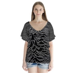 Ship Division V-neck Flutter Sleeve Top by Bangk1t
